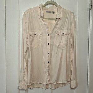 Halogen Long Sleeve Light Pink Polo Flat Front Pocket Button Up Size XL
